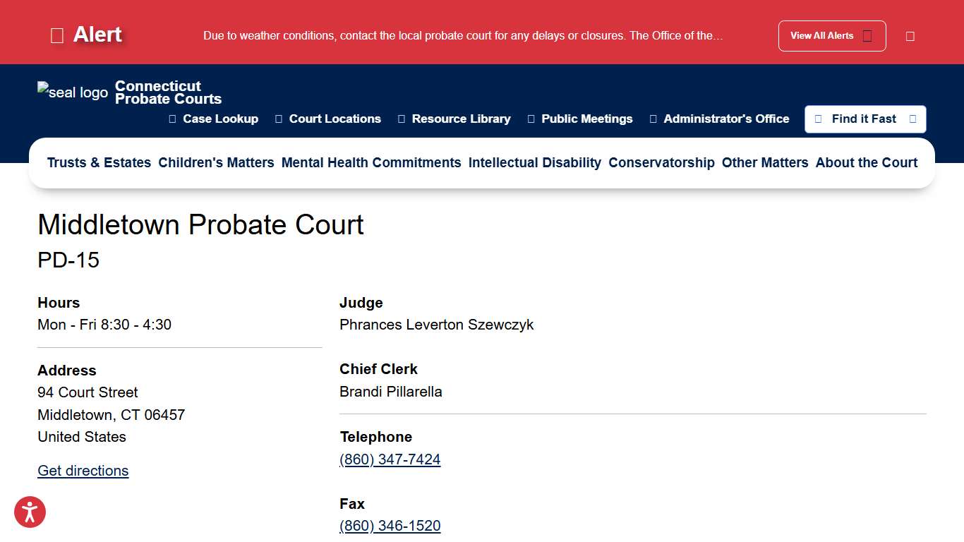 Middletown Probate Court Connecticut Probate Courts